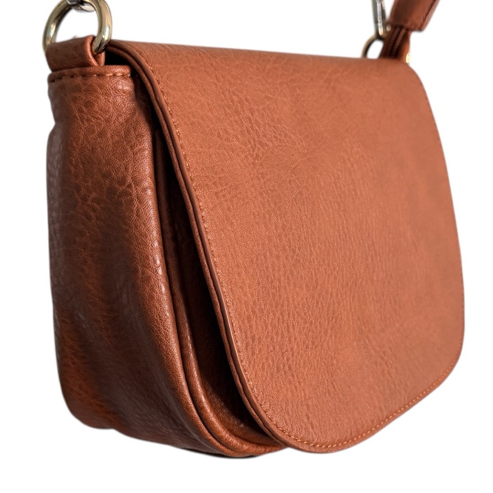 Antik Kraft Crossbody Saddle Bag Brown Vegan Leather Removable Strap